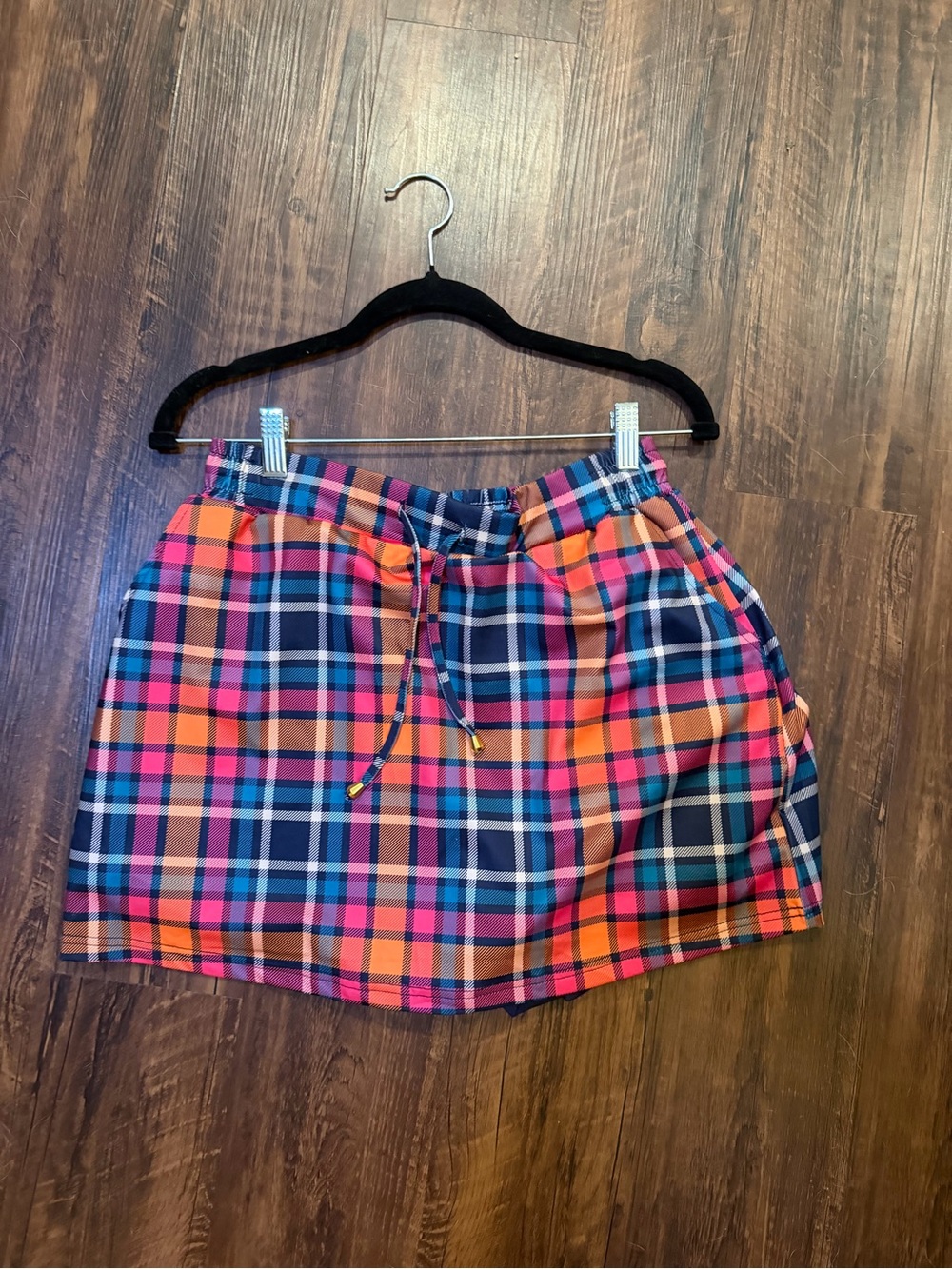 Plaid Drawstring skort-Multi-Color - Picture 1 of 1